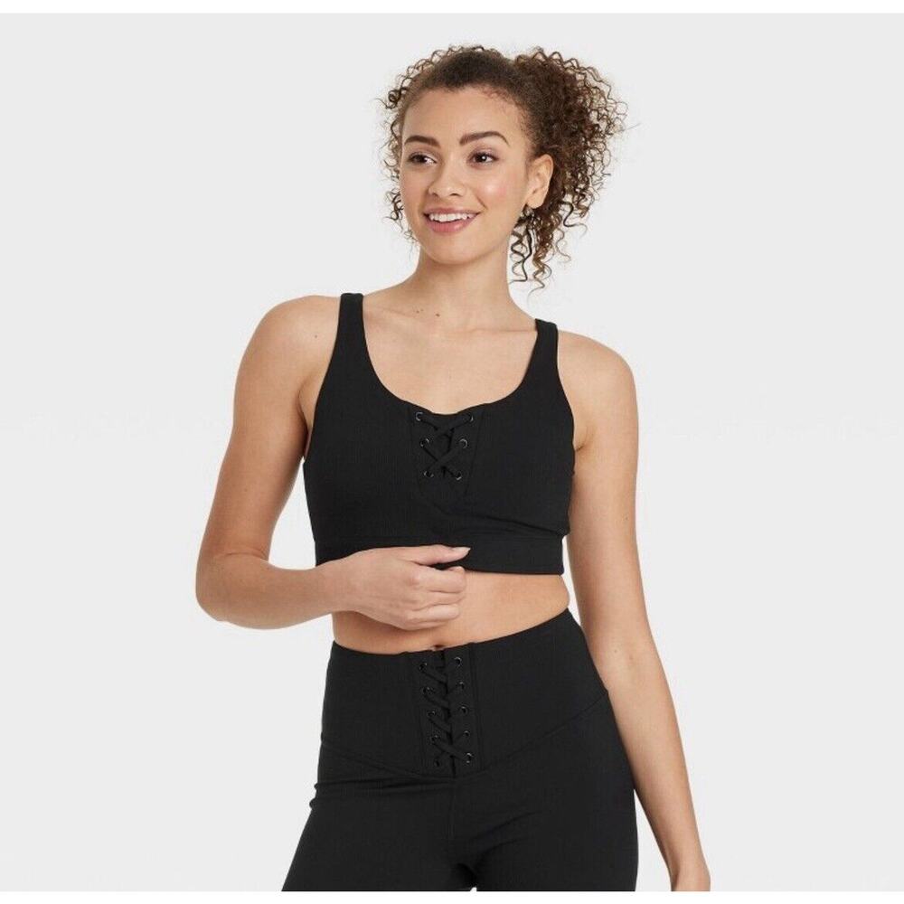 JoyLab Textured Seamless Bra Black Women's S NWT